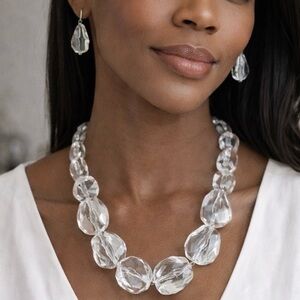 Elegant Clear Crystal Necklace and Earring Set